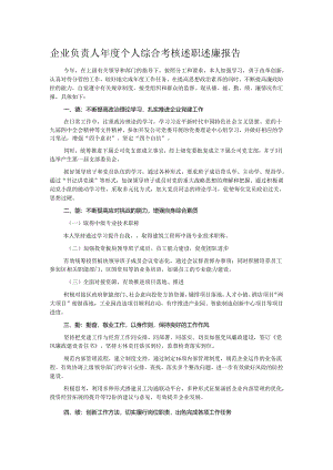 企业负责人年度个人综合考核述职述廉报告.docx