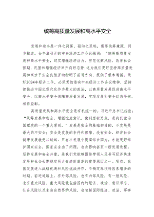 统筹高质量发展和高水平安全.docx