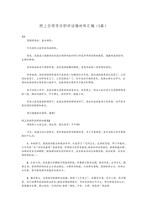 （5篇）刚上任领导任职讲话稿材料汇编.docx