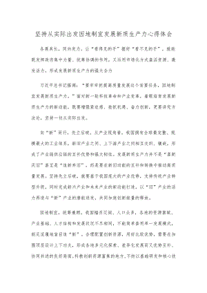 坚持从实际出发因地制宜发展新质生产力心得体会.docx