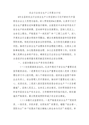 农业行业安全生产工作要点计划.docx