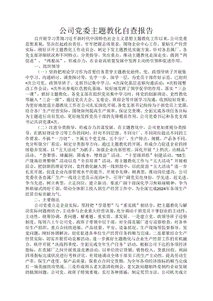 公司党委主题教育自查报告.docx