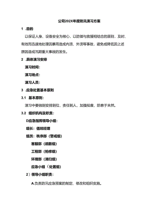 某公司2X年度防汛演习方案.docx