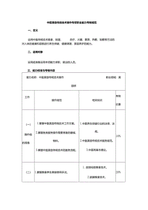 中医美容传统技术操作、光电美容操作、医疗美容咨询专项职业能力考核规范.docx