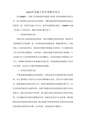 XXXX年党建工作自查报告范文.docx