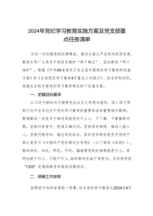 五篇学校2024年党纪学习教育实施方案及任务清单.docx