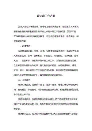 碳达峰工作方案.docx