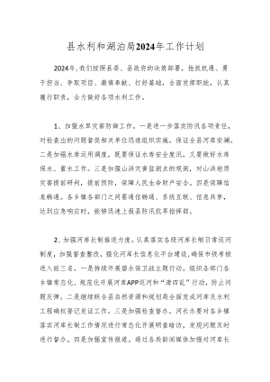 县水利和湖泊局2024年工作计划.docx