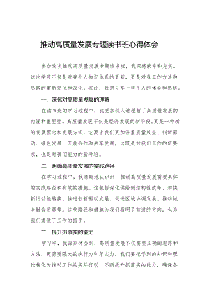 推动高质量发展专题读书班心得体会交流发言19篇.docx