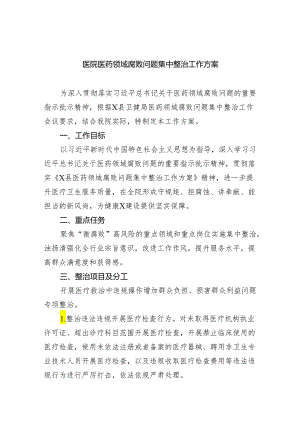 （10篇）医院医药领域腐败问题集中整治工作方案（详细版）.docx