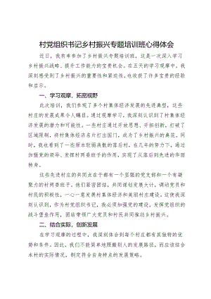 村党组织书记乡村振兴专题培训班心得体会.docx