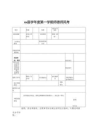 师德师风考核登记表.docx