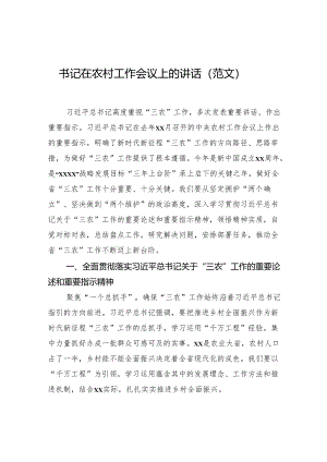 书记在农村工作会议上的讲话（范文）.docx