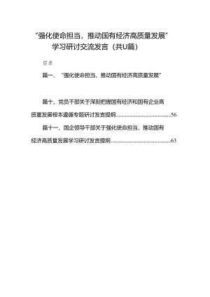 “强化使命担当推动国有经济高质量发展”学习研讨交流发言(精选11篇).docx