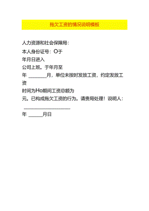 拖欠工资的情况说明模板.docx