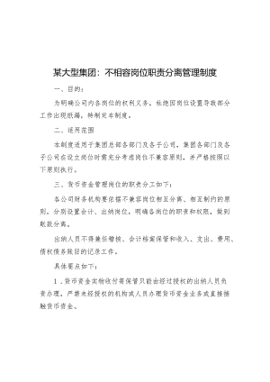 某大型集团：不相容岗位职责分离管理制度.docx