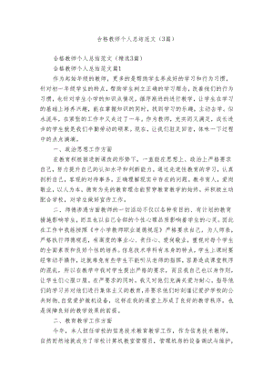 合格教师个人总结范文（3篇）.docx
