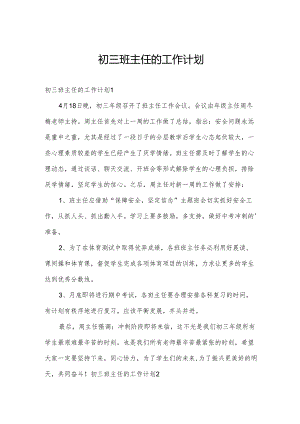 初三班主任的工作计划.docx