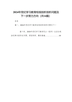 2024年党纪学习教育检视剖析剖析问题及下一步努力方向14篇供参考.docx