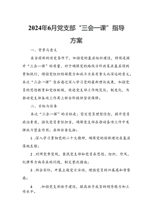 2024年6月党支部“三会一课”指导方案.docx