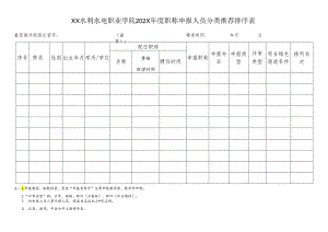 XX水利水电职业学院202X年度职称申报人员分类推荐排序表（2024年）.docx