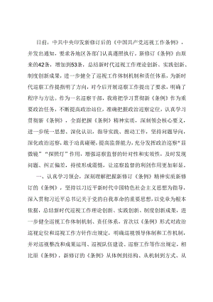 巡察干部关于学习新修订的《中国共产党巡视工作条例》的发言材料.docx