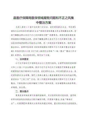 县医疗保障局医保领域腐败问题和不正之风集中整治方案.docx