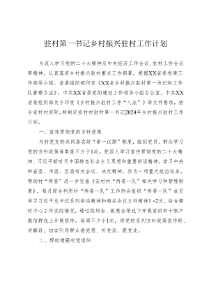 驻村第一书记乡村振兴驻村工作计划.docx
