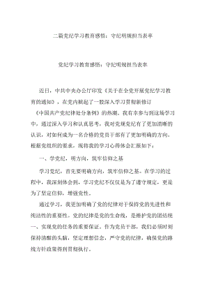 二篇党纪学习教育感悟：守纪明规 担当表率.docx
