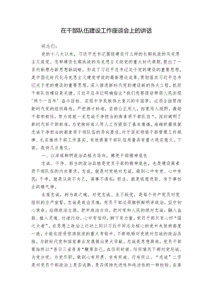 在干部队伍建设工作座谈会上的讲话.docx