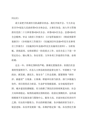 县长在全县人民政府全体会议上的讲话.docx