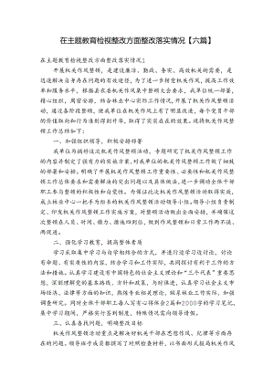 在主题教育检视整改方面整改落实情况【六篇】.docx