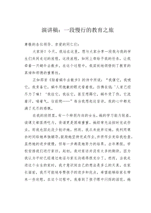 演讲稿：一段慢行的教育之旅.docx