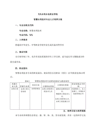 XX水利水电职业学院智慧水利技术专业人才培养方案（2024年）.docx