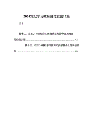 2024党纪学习教育研讨发言13篇.docx
