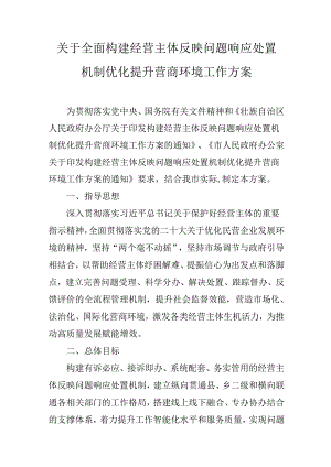关于全面构建经营主体反映问题响应处置机制优化提升营商环境工作方案.docx