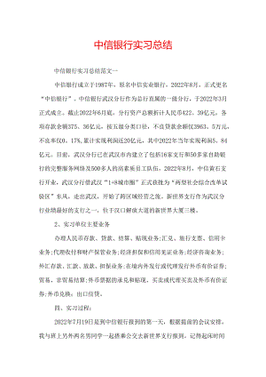 中信银行实习总结.docx