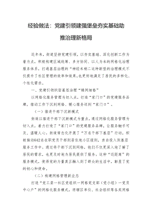 经验做法：党建引领建强堡垒 夯实基础助推治理新格局.docx