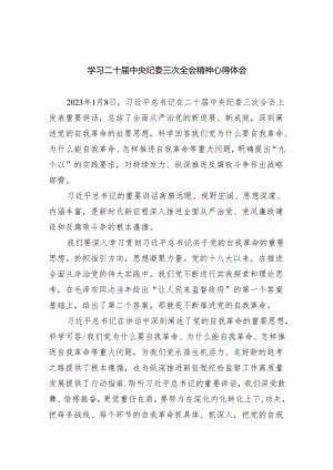 学习二十届中央纪委三次全会精神心得体会5篇供参考.docx
