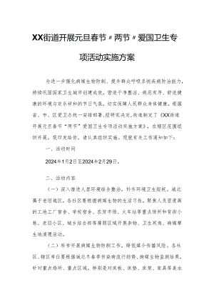 XX街道开展元旦春节“两节”爱国卫生专项活动实施方案.docx
