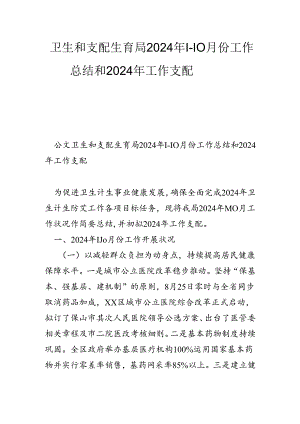 卫生和计划生育局2024年1-10月份工作总结和2024年工作计划.docx