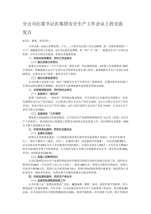 分公司纪委书记在集团安全生产工作会议上的交流发言.docx
