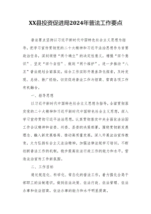 XX县投资促进局2024年普法工作要点.docx