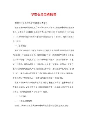 涉农资金自查报告.docx
