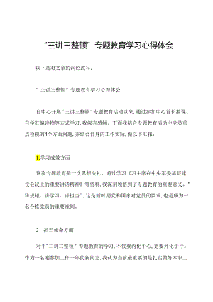 “三讲三整顿”专题教育学习心得体会.docx
