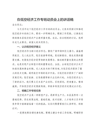 在低空经济工作专班动员会上的讲话稿.docx