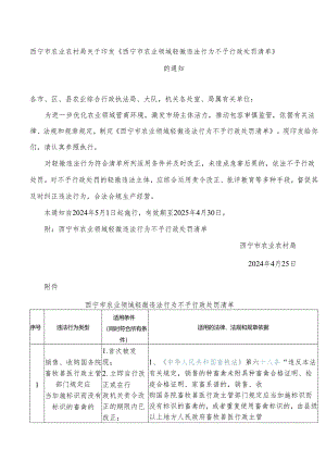 《西宁市农业领域轻微违法行为不予行政处罚清单》.docx