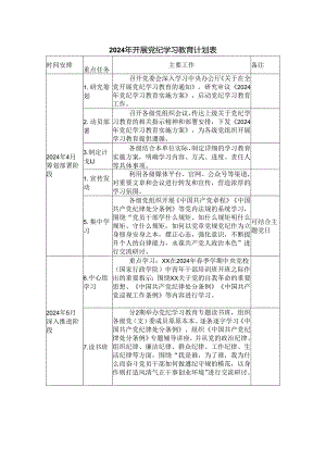 2024年开展党纪学习教育计划表.docx