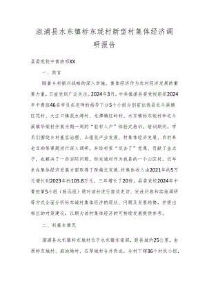 溆浦县水东镇标东垅村新型村集体经济调研报告.docx