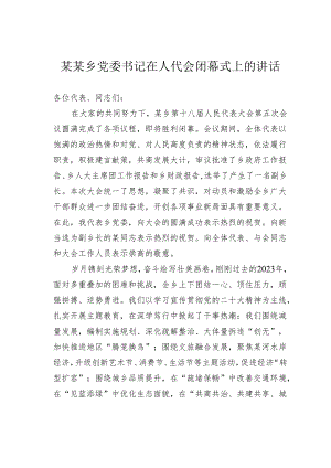 某某乡党委书记在人代会闭幕式上的讲话.docx
